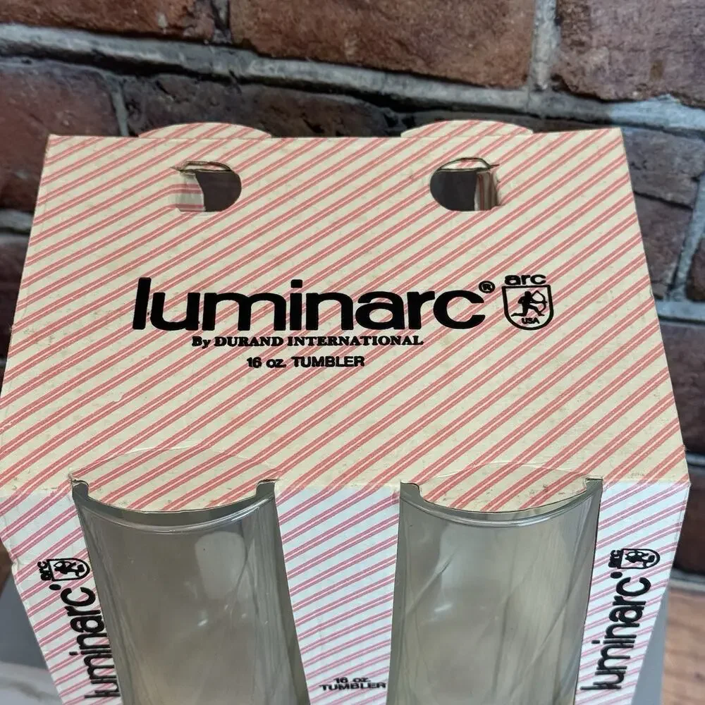 Set of 4 Luminarc Swirl Clear Glass Tumblers by Durand 5.75” USA Vintage‎ 16oz.